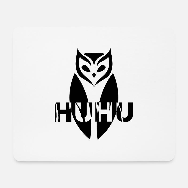 GOWILD Eule - HuHu - Mousepad (Querformat) - Weiß