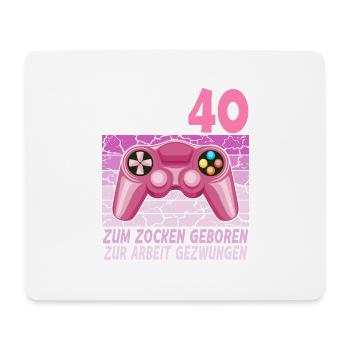 40. Geburtstag Gamer mädchen zur Arbeit gezwungen - Mousepad (Querformat) - Weiß - Vorne