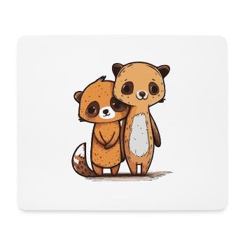Comic Cute Kawaii Sticker Bär, Erdmännchen, Freund - Mousepad (Querformat) - Weiß - Vorne