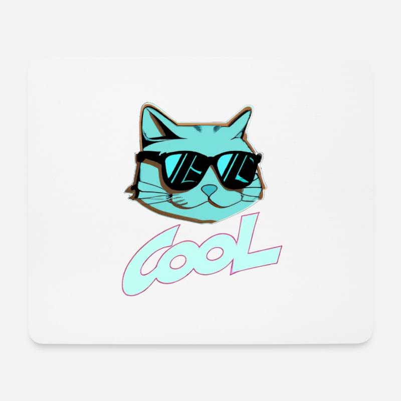 Sonnenbrillen-Katze - Mousepad (Querformat) - Weiß