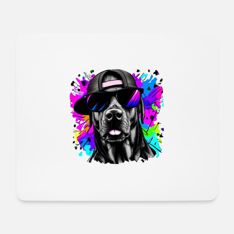 Labrador in Graffiti-Optik mit Sonnenbrille - Mousepad (Querformat) - Weiß
