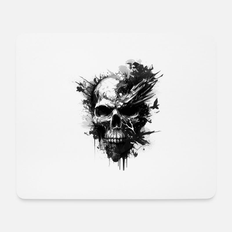 Black skull - Mouse Pad (horizontal) - white
