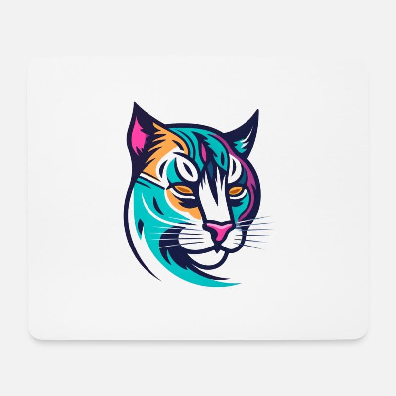 Bunt stilisierter Luchs - Mousepad (Querformat) - Weiß