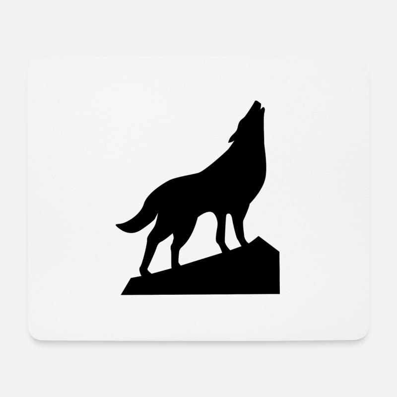 Wolf heult - Mousepad (Querformat) - Weiß