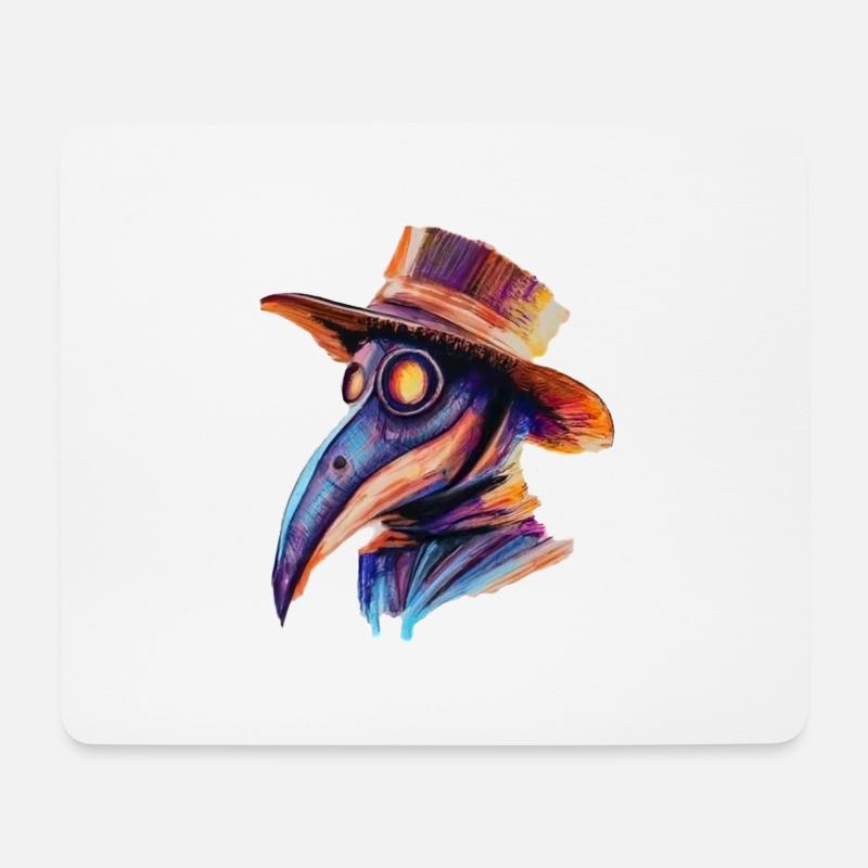 Stilisierte mittelalterliche Arztmaske - Mousepad (Querformat) - Weiß