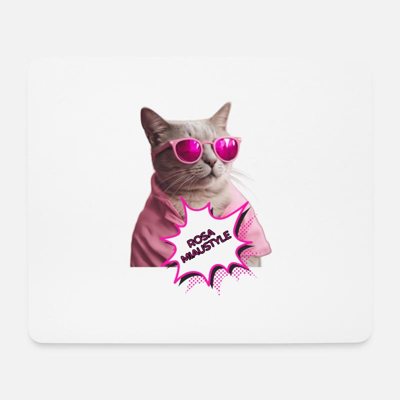 Rosa Miaustyle - Mousepad (Querformat) - Weiß