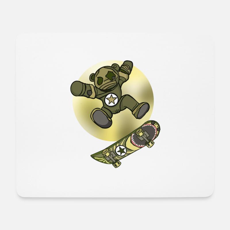 Halloween Skater Teddy mit Skateboard - Mousepad (Querformat) - Weiß