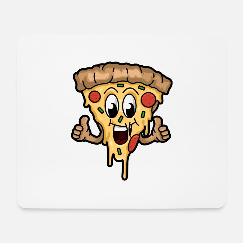 Happy Pizza Slice - Mousepad (Querformat) - Weiß