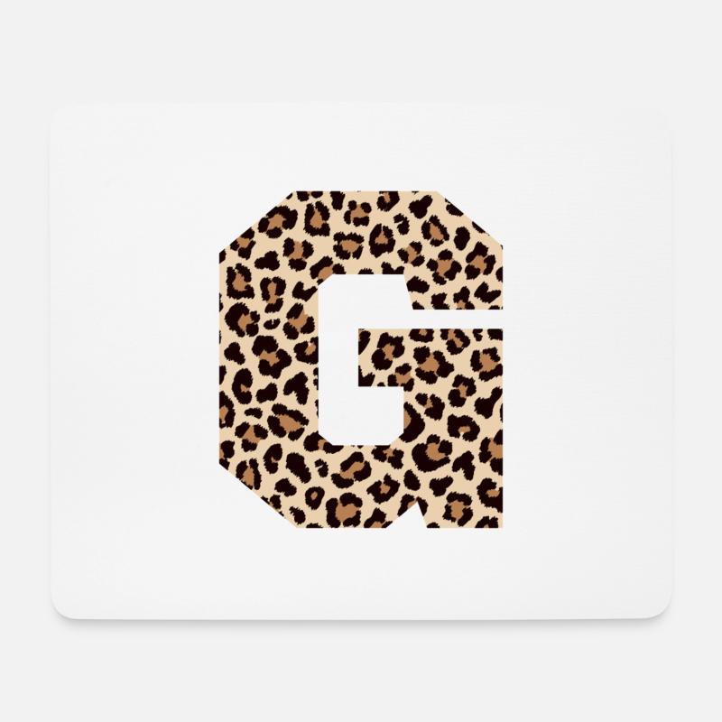 Buchstabe G Leopardenmuster - Geschenkidee zum Geburtstag - Mousepad (Querformat) - Weiß