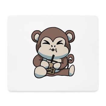 Cute Monkey drinking Bubble Tea Kawaii Anime - Mouse Pad (horizontal) - white - Front