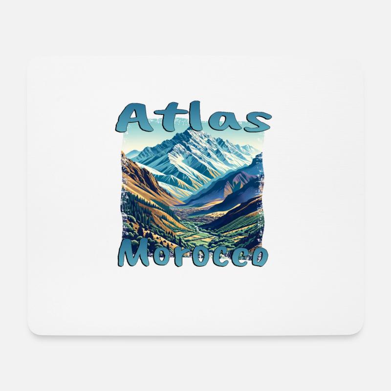 Atlasgebirge Marokko: Grunge-Landschaftsurlaub - Mousepad (Querformat) - Weiß