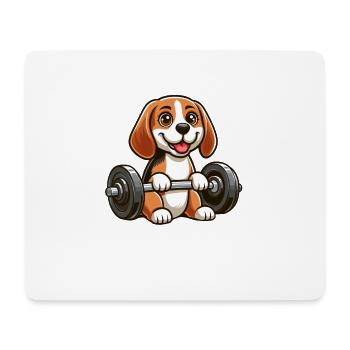 Beagle mit Hantel Fitness-Training - Mousepad (Querformat) - Weiß - Vorne