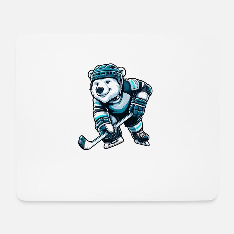 Bär Eisbär Schlittschuh Eishockey Hockey - Mousepad (Querformat) - Weiß
