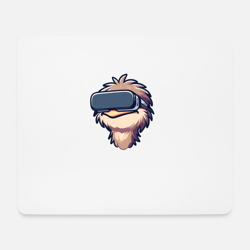 Emu Vogel Strauß VR Virtual Reality Gamer Zocker S - Mousepad (Querformat) - Weiß