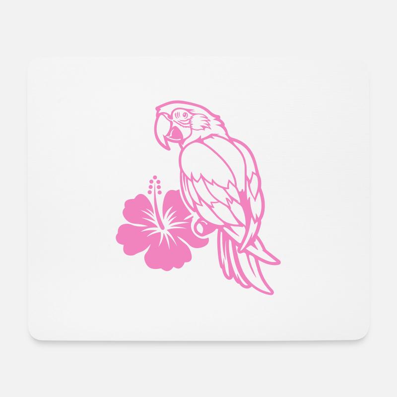 papagei tier comic hibiskus - Mousepad (Querformat) - Weiß