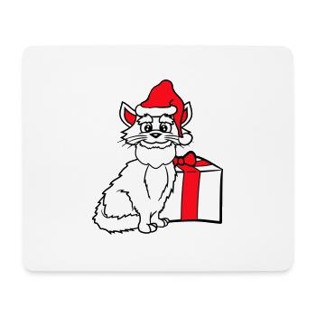 Cadeau de Noël d’hiver pour chat du Père Noël - Tapis de souris (format paysage) - blanc - Devant