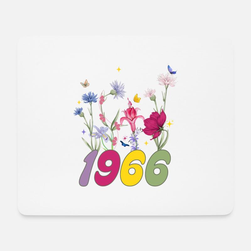 Geburtsjahr 1966 Wildblumen - Mousepad (Querformat) - Weiß