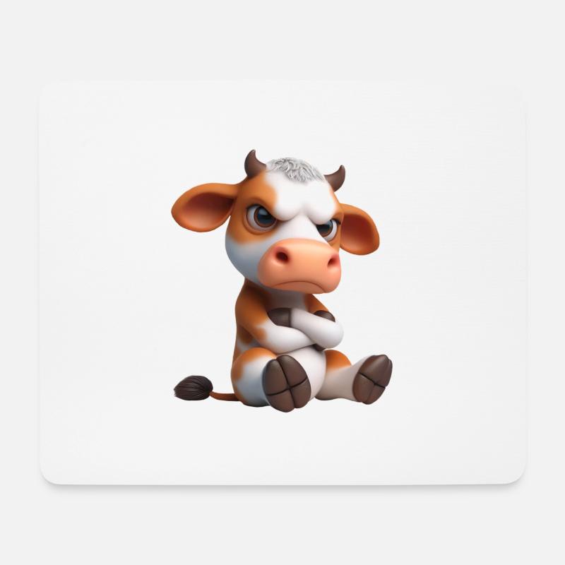 Kuh grimmig 3 - Mousepad (Querformat) - Weiß