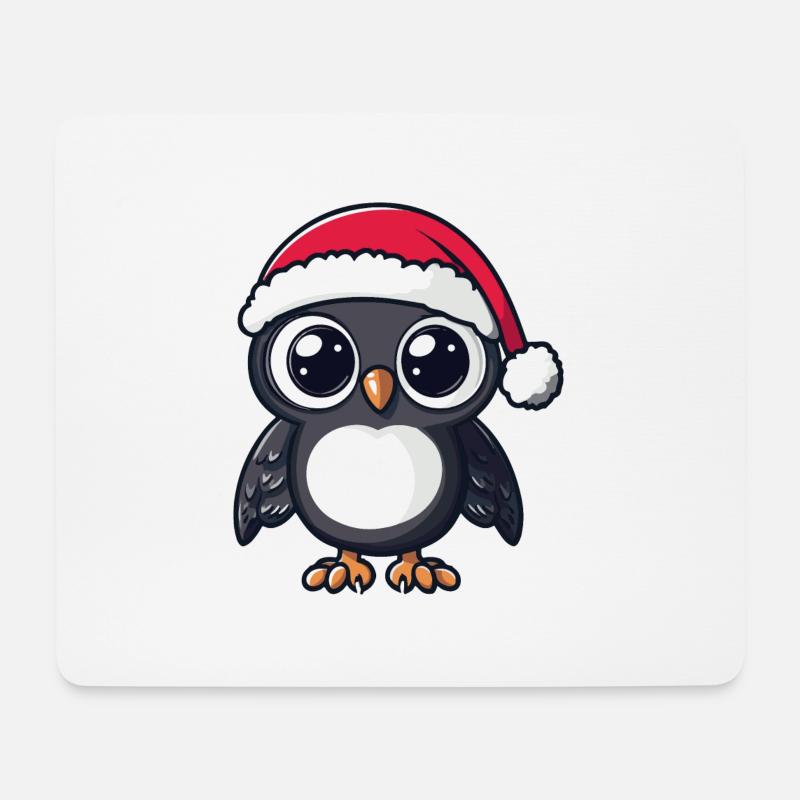 Eule Weihnachten - Mousepad (Querformat) - Weiß