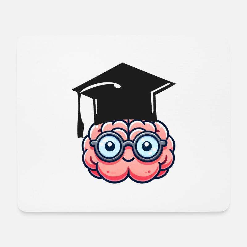 gehirn comic nerd student - Mousepad (Querformat) - Weiß