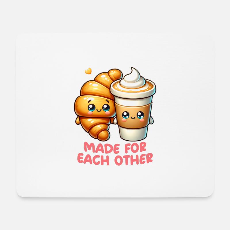 Cappuccino und Croissants - Mousepad (Querformat) - Weiß