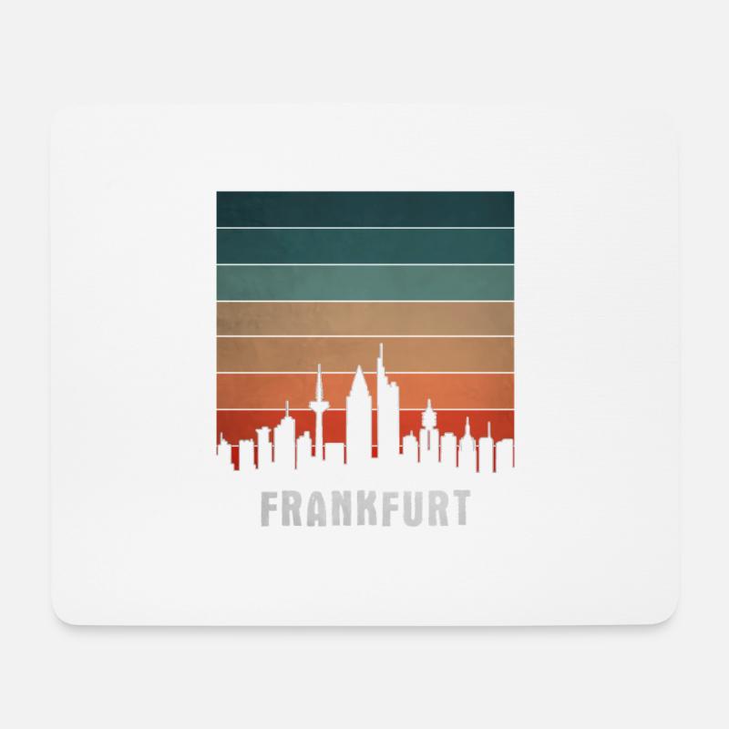 Retro Cities Frankfurt Sunset01 - Mousepad (Querformat) - Weiß