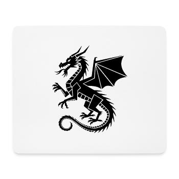 Dragon géométrique – silhouette noire - Tapis de souris (format paysage) - blanc - Devant