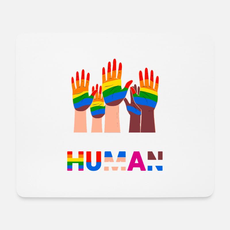 Wir sind alle Menschen Vielfältige Hände Regenbogen - Mousepad (Querformat) - Weiß