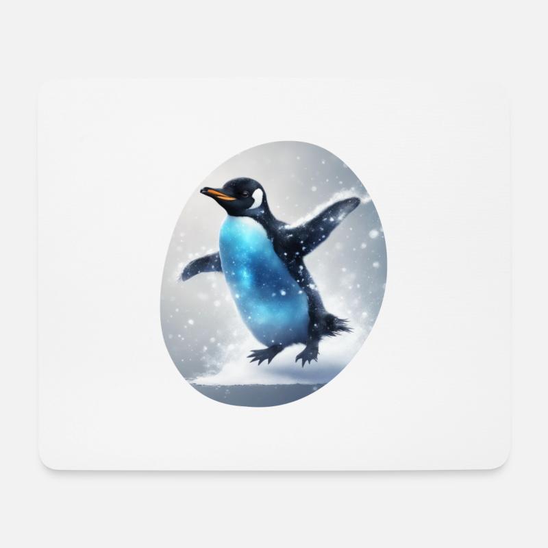 Süßer Pinguin hüpft - Mousepad (Querformat) - Weiß