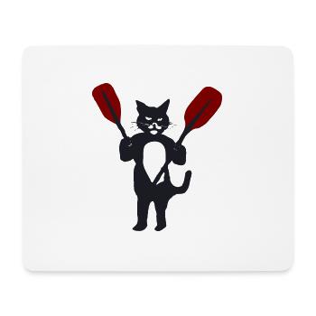 Katze mit Paddel 1 - Mousepad (Querformat) - Weiß - Vorne