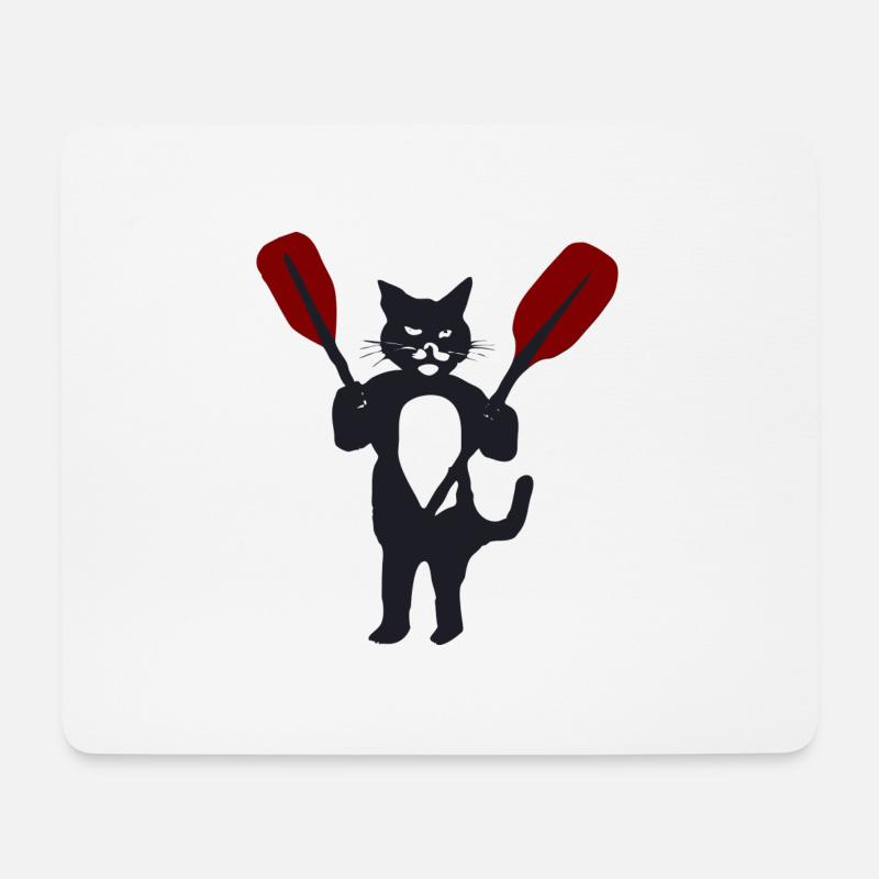 Katze mit Paddel 1 - Mousepad (Querformat) - Weiß