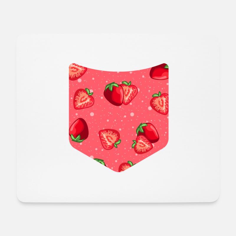 Sommer Frucht Obst Brusttasche Erdbeere - Mousepad (Querformat) - Weiß