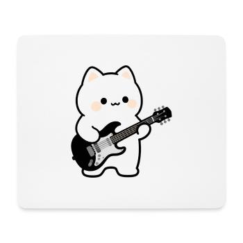 Kawaii Katze mit E-Gitarre Musik Geschenk Musiker - Mousepad (Querformat) - Weiß - Vorne