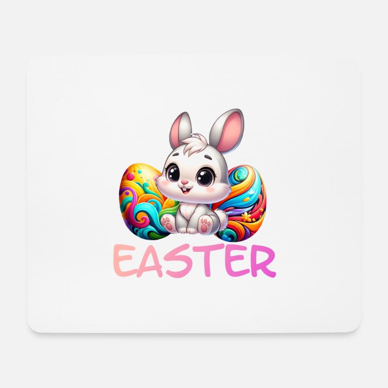Osterhase mit Ostereiern - Mousepad (Querformat) - Weiß