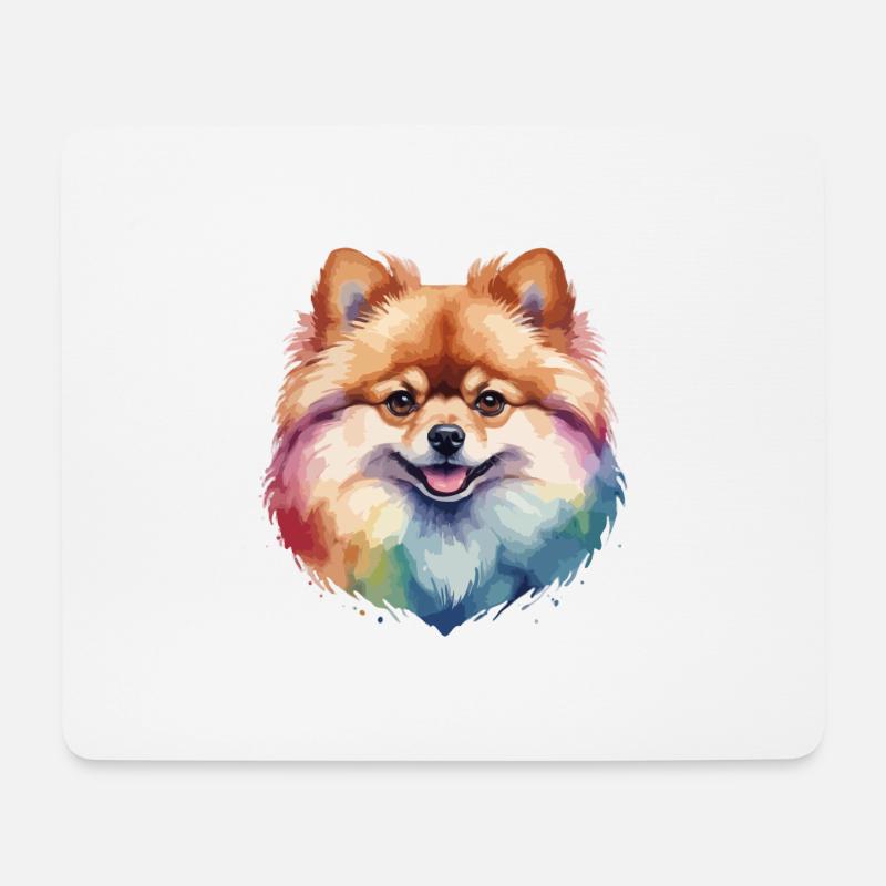 Zwergspitzer Hund bunt und niedlich - Mousepad (Querformat) - Weiß