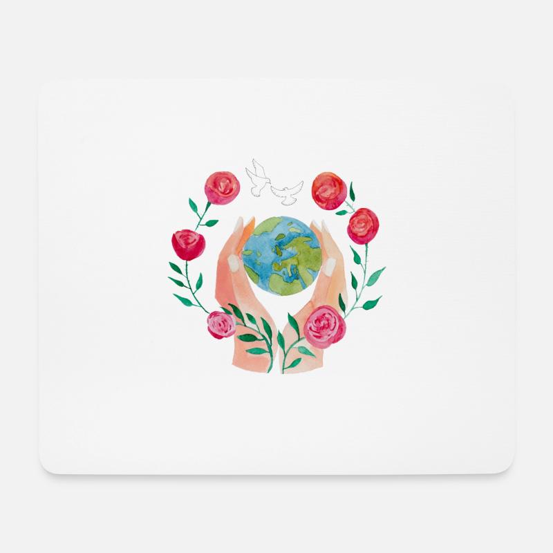 Mains protectrices - Tapis de souris (format paysage) - blanc