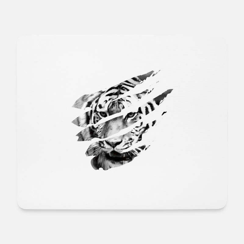Tiger scratch - Mouse Pad (horizontal) - white