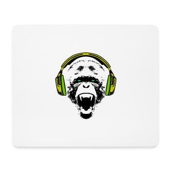 Monkey DJ with Headphone Gift - Mouse Pad (horizontal) - white - Front