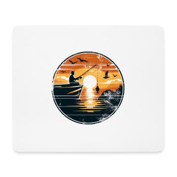 Pêcheur, Pêche, Pêche, Bateau - Tapis de souris (format paysage) - blanc - Devant