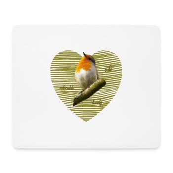 Rouge-gorge Oiseau chanteur - Tapis de souris (format paysage) - blanc - Devant