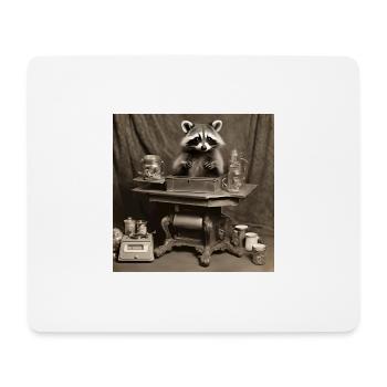 raton laveur / animal / photo / sauvage / drôle / voleur - Tapis de souris (format paysage) - blanc - Devant