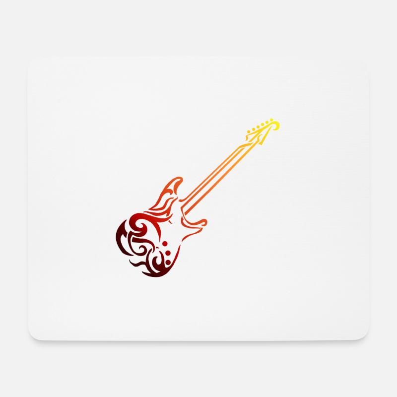 Guitar, Tribal Tattoo Style, Musik, Hobby - Mousepad (Querformat) - Weiß