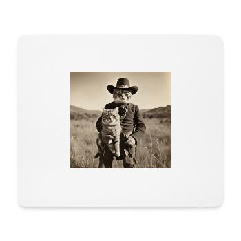 Katze / Tier / Foto / Sepia / Retro / Western - Mousepad (Querformat) - Weiß - Vorne