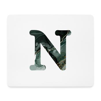 Green marbled letter n - Mouse Pad (horizontal) - white - Front