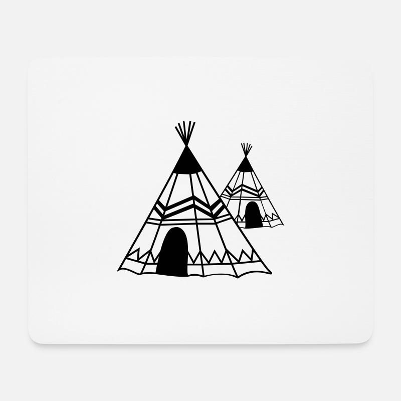 Indianerzelt, Outdoor, Zelten, Natur, Camping - Mousepad (Querformat) - Weiß