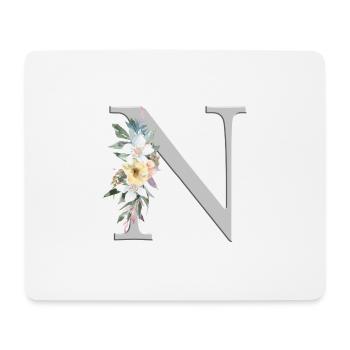 Personalisierbar Monogramm Watercolour Floral N - Mousepad (Querformat) - Weiß - Vorne