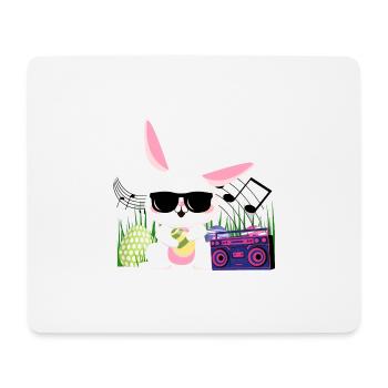 Lapin de Pâques cool, Pâques, Boîte à musique, Cadeau - Tapis de souris (format paysage) - blanc - Devant