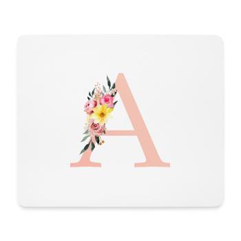 A Monogramm Floral - Mousepad (Querformat) - Weiß - Vorne