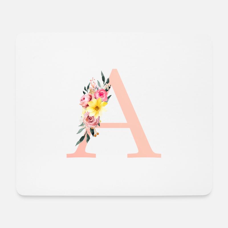 A Monogramm Floral - Mousepad (Querformat) - Weiß