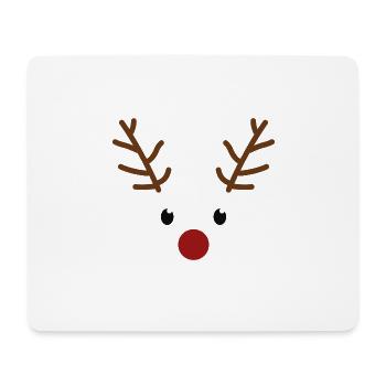 Christmas reindeer face with red nose - Mouse Pad (horizontal) - white - Front